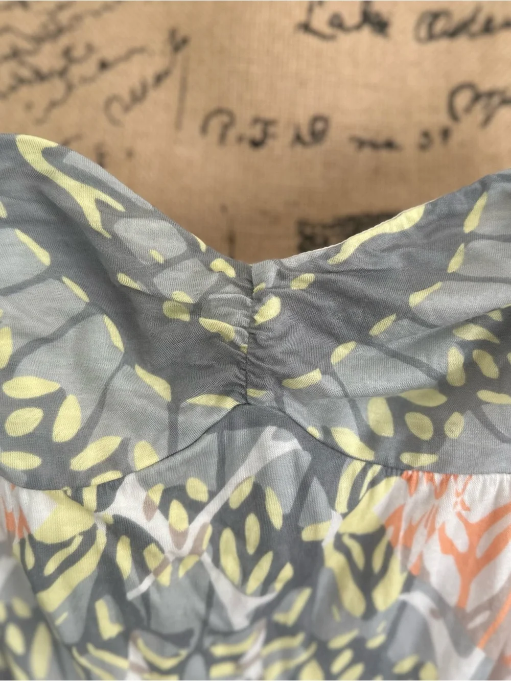 Free People Strapless Gray Dress with Yellow & Peach Accents 🆕